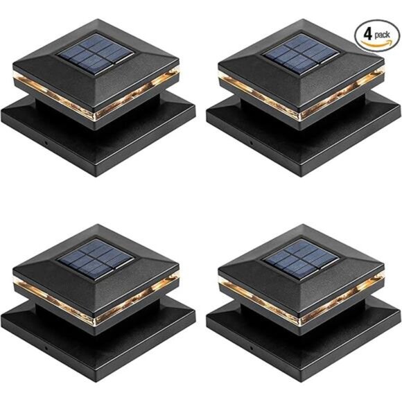 4 Pack Solar Post Lights, Outdoor Fence Post Cap Light Solar Powered Caps - Picture 7 of 7